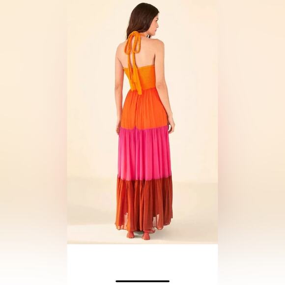 FARM RIO Warm Color Blocking Maxi Dress - Picture 3 of 13